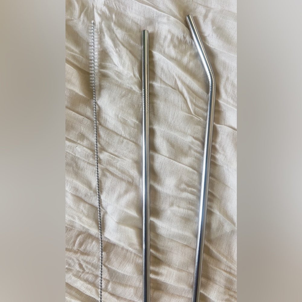 NEW ✨Stainless Steel Silver Reusable Drinking Straws with Cleaning Brush